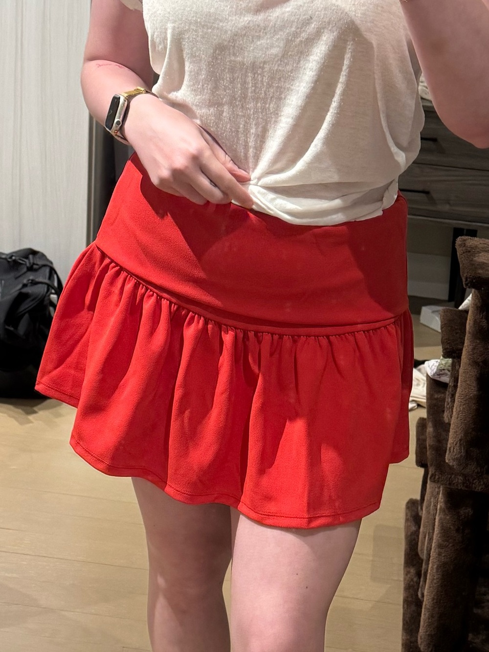H&M Red Ruffle Mini Skirt